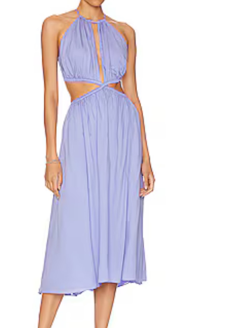 Anna Lavender Halter Cutout Midi Dress